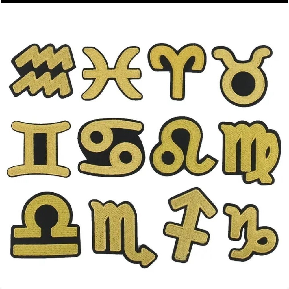 Zodiac sign patch golden iron on Constellation diy wearable art